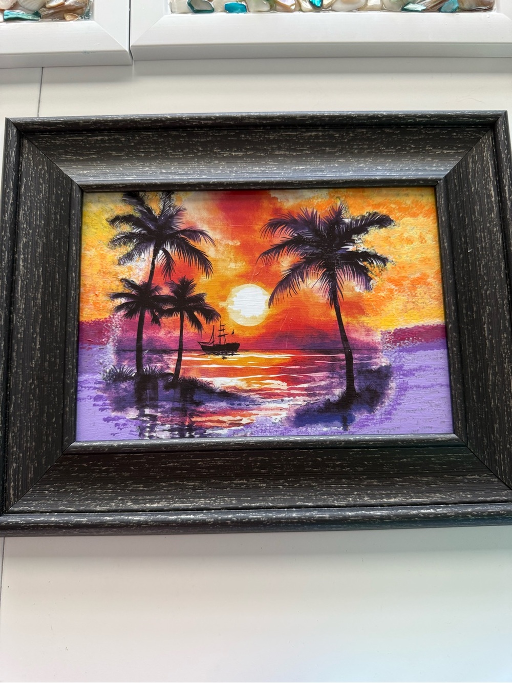 Tropical Sunset Palm Trees Wall Art - Orange Purple